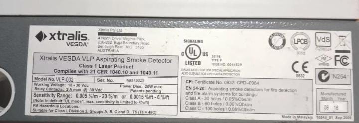 Xtrails VESDA VLP-002 Xtrails VESDA VLP Aspirating Smoke Detector