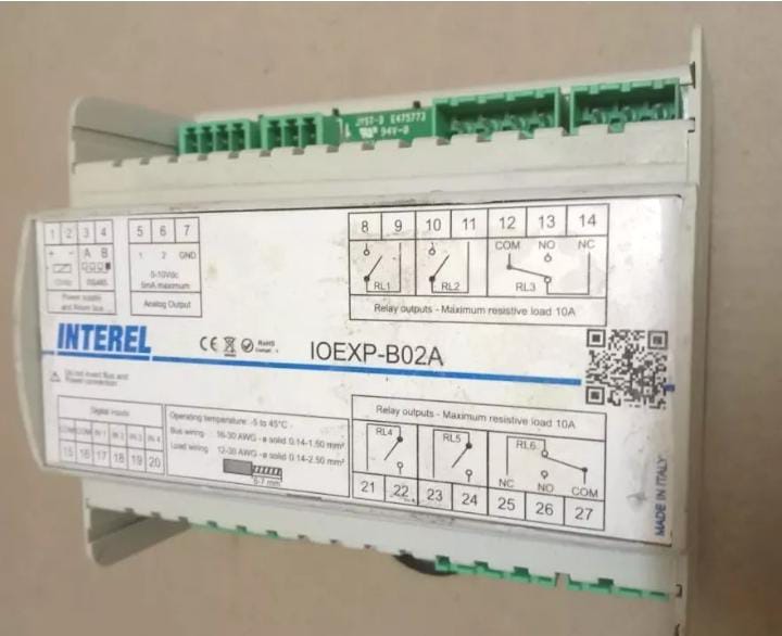 INTEREL IOEXP-B02A room control unit load wining 12-30 AWG resistive load