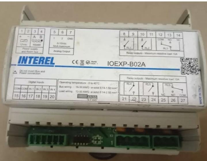 INTEREL IOEXP-B02A room control unit load wining 12-30 AWG resistive load