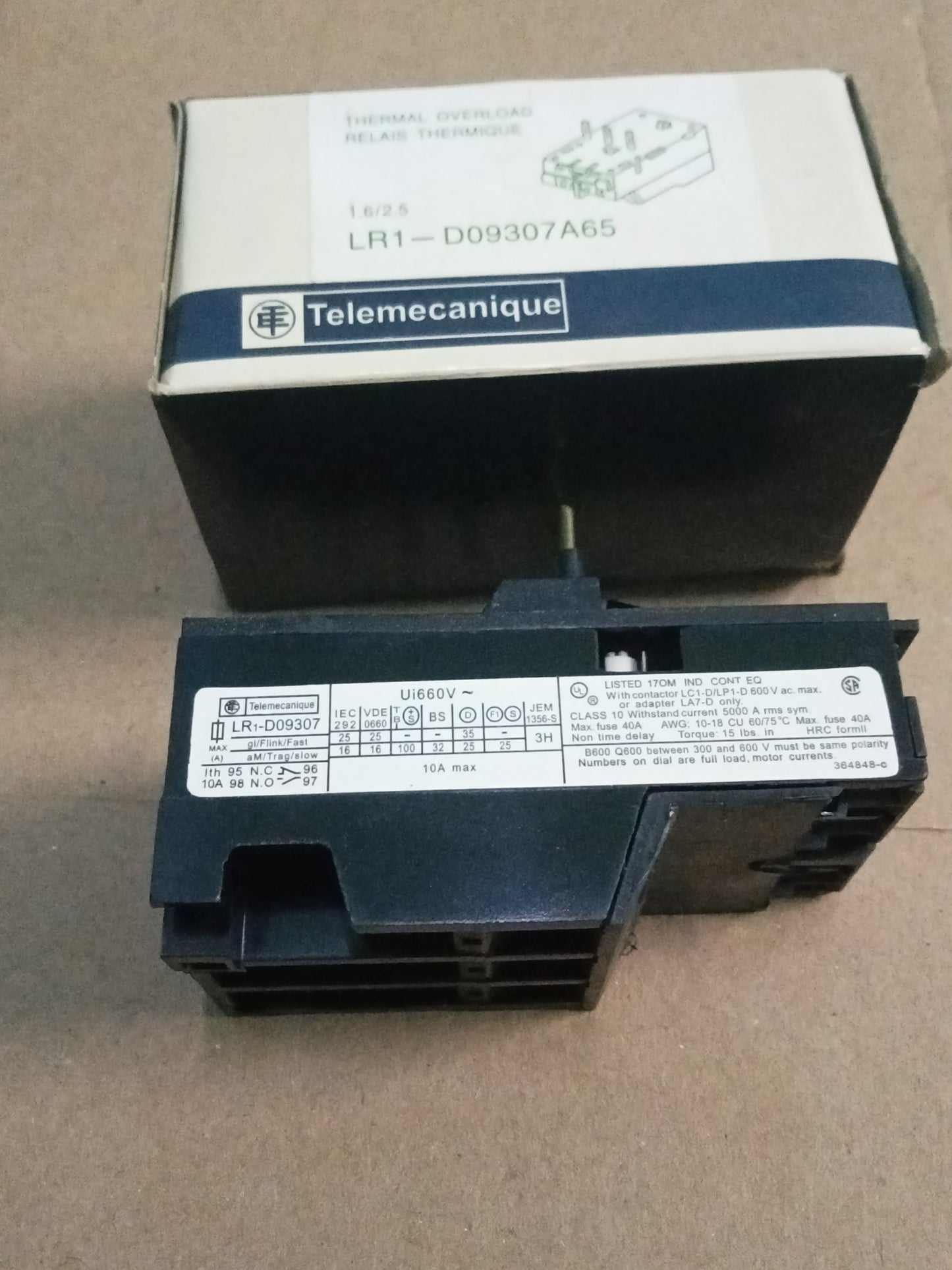 TELEMECANIQUE D09307 LR1-D09307A65 Thermal Overload