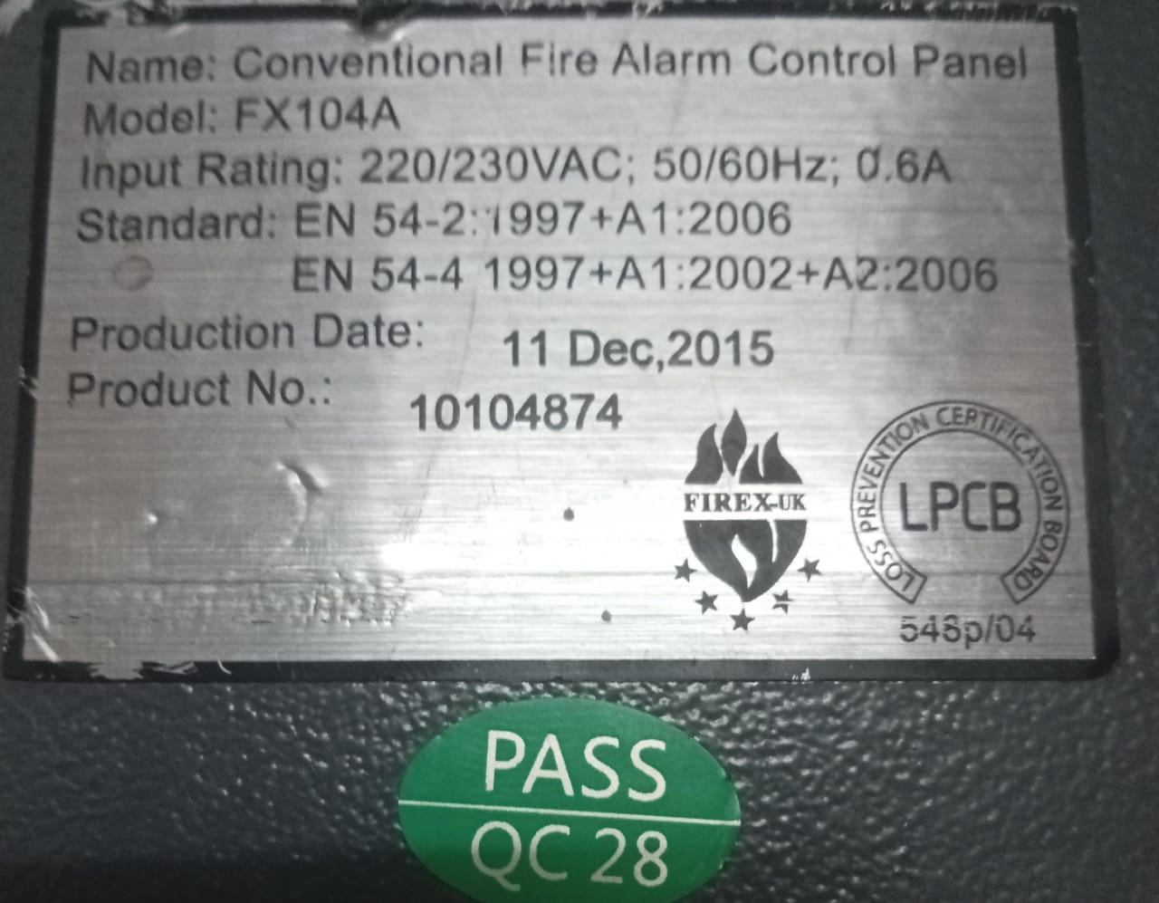 Firex FX 104A Conventional fire control Panel