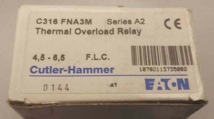 NEW EATON CULTER HAMMER C316FNA3M SERIES A2 4.5 TO 6.5 AMP OVERLOAD RELAY