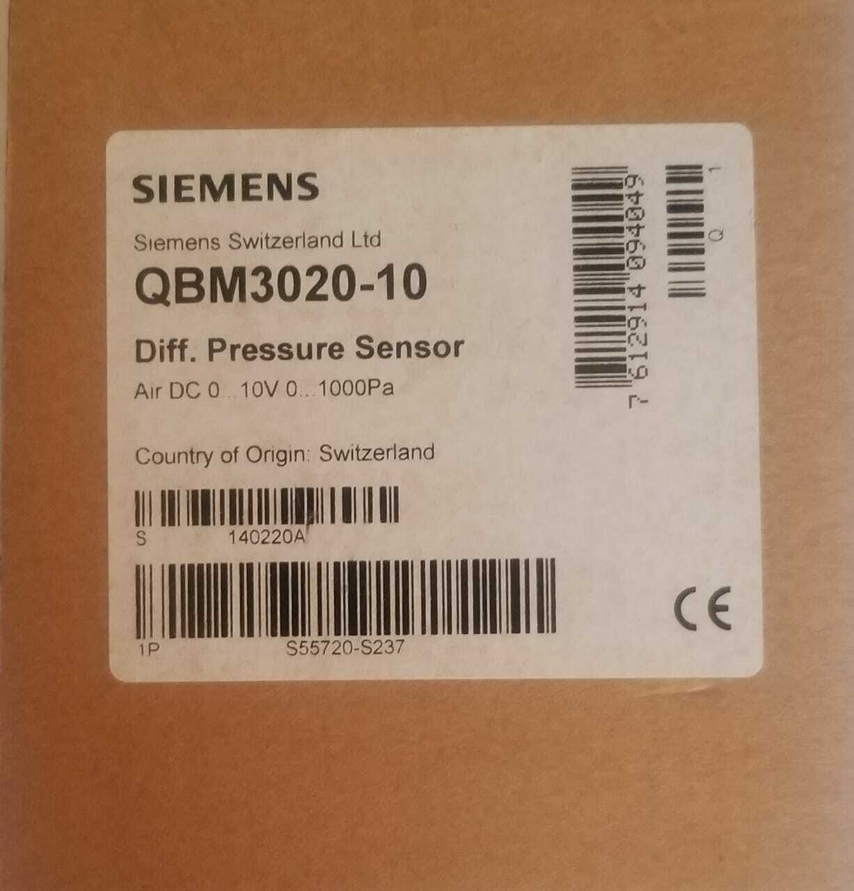 SEIMENS QBM3020-10 Diff. Pressure Sensor Air DC 0 10V 1000Pa