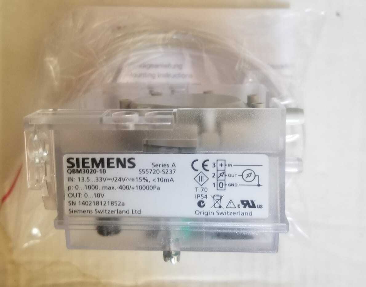 SEIMENS QBM3020-10 Diff. Pressure Sensor Air DC 0 10V 1000Pa