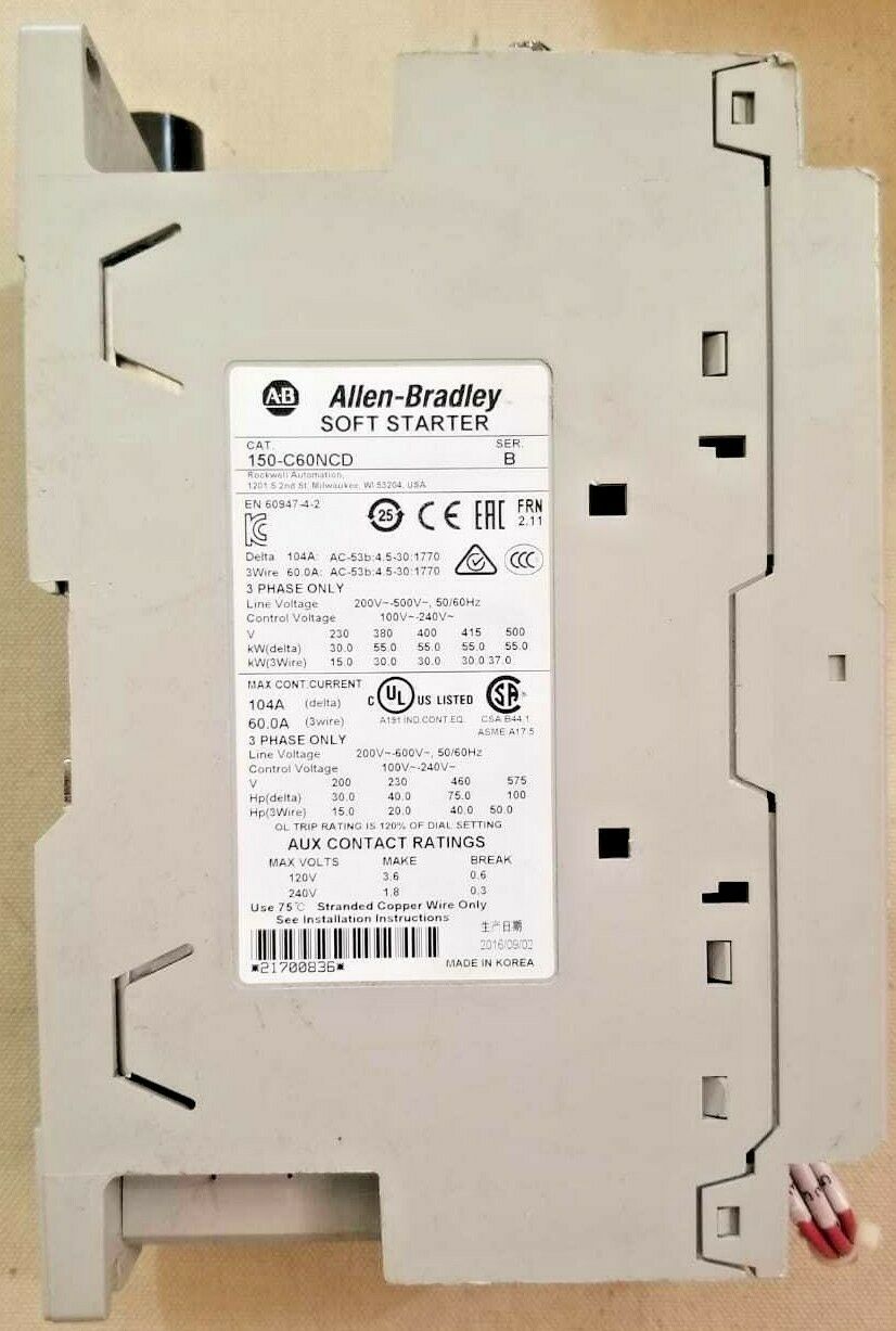 Allen-Bradley SOFT STARTER  150-C60NCD Motor Control 60 A 600 V 3PH 50/60 HZ