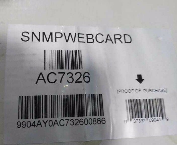 New Tripple-lite SNMPWEBCARD Ac7326