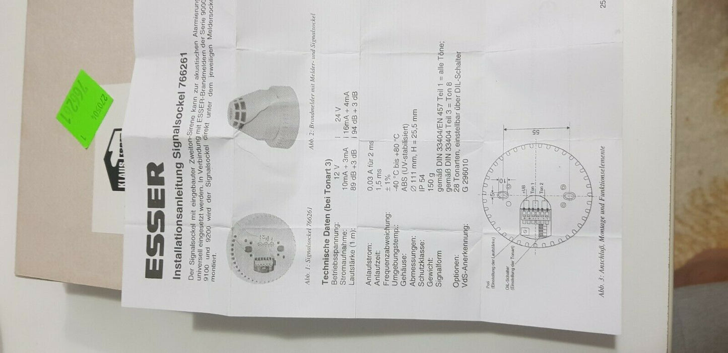 KLAUS ESSER SIGNALSOCKEL BY HONEYWELL 766261