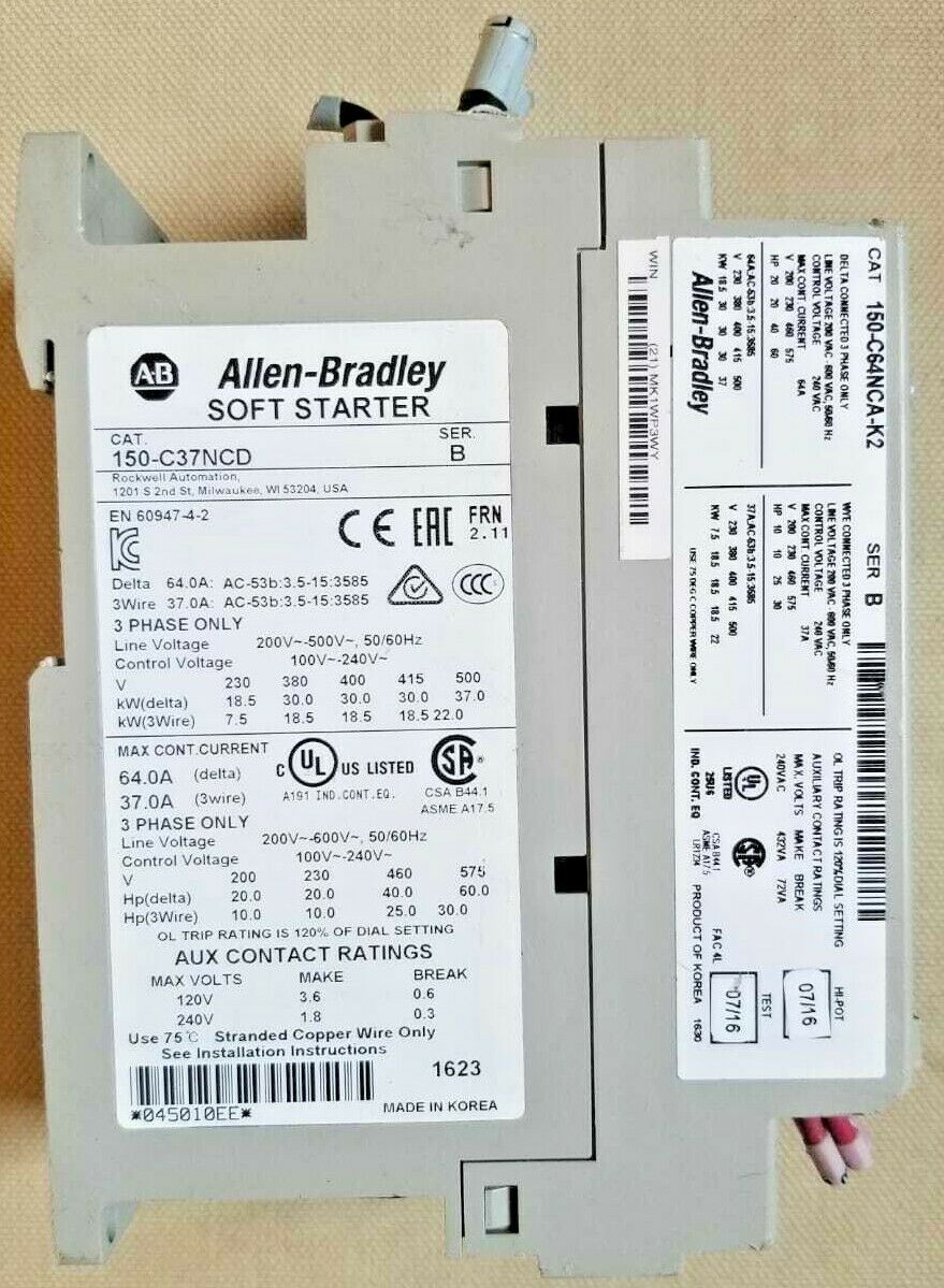 Allen-Bradley SOFT STARTER  150-C16NCD Motor Control 16 A 600 V 3PH 50/60 HZ