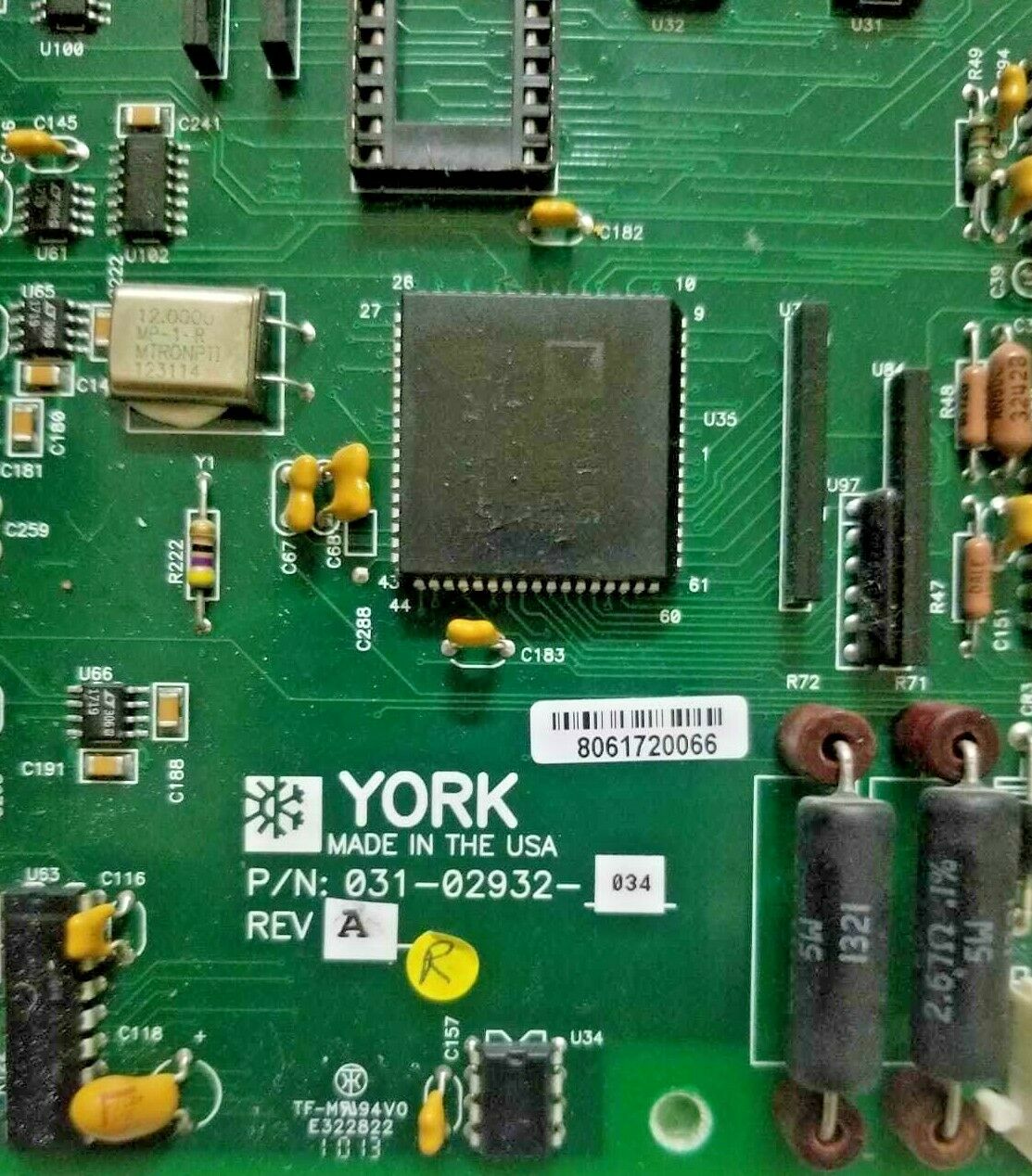 YORK 031-02932-034 Rev A Chiller Circuit Board