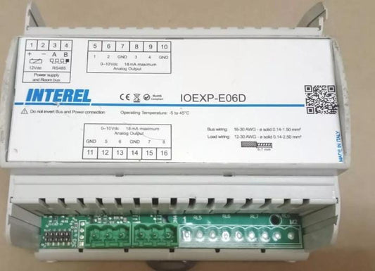 INTEREL IOEXP-E06D room control unit load wining 12-30 AWG resistive load