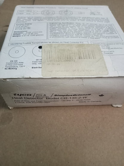 SimplexGrinnell Security Heat Detector Model CR-135-2-W
